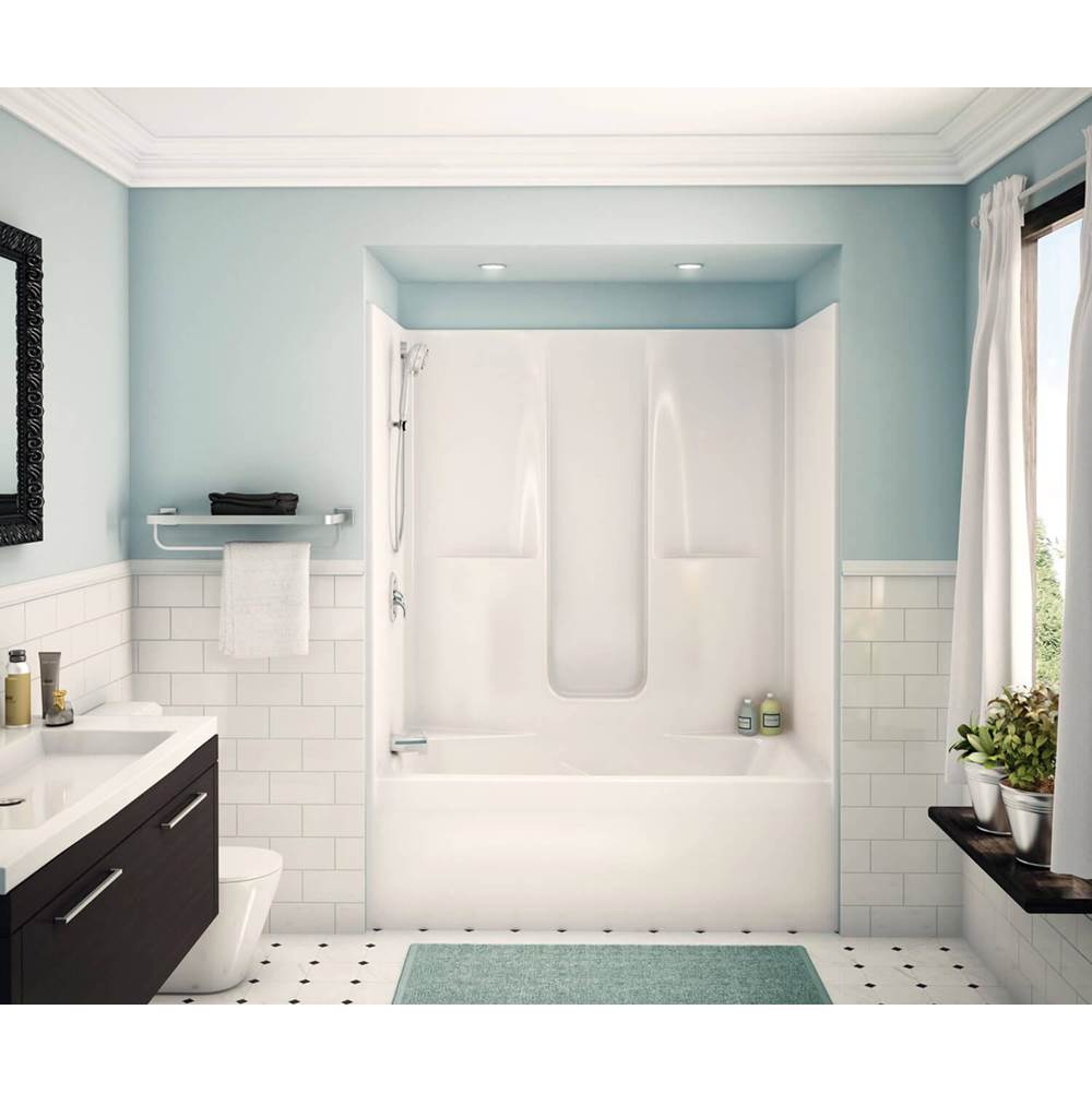 Aker SBW-3360 AFR AcrylX Alcove Right-Hand Drain One-Piece Tub Shower in Thunder Grey
