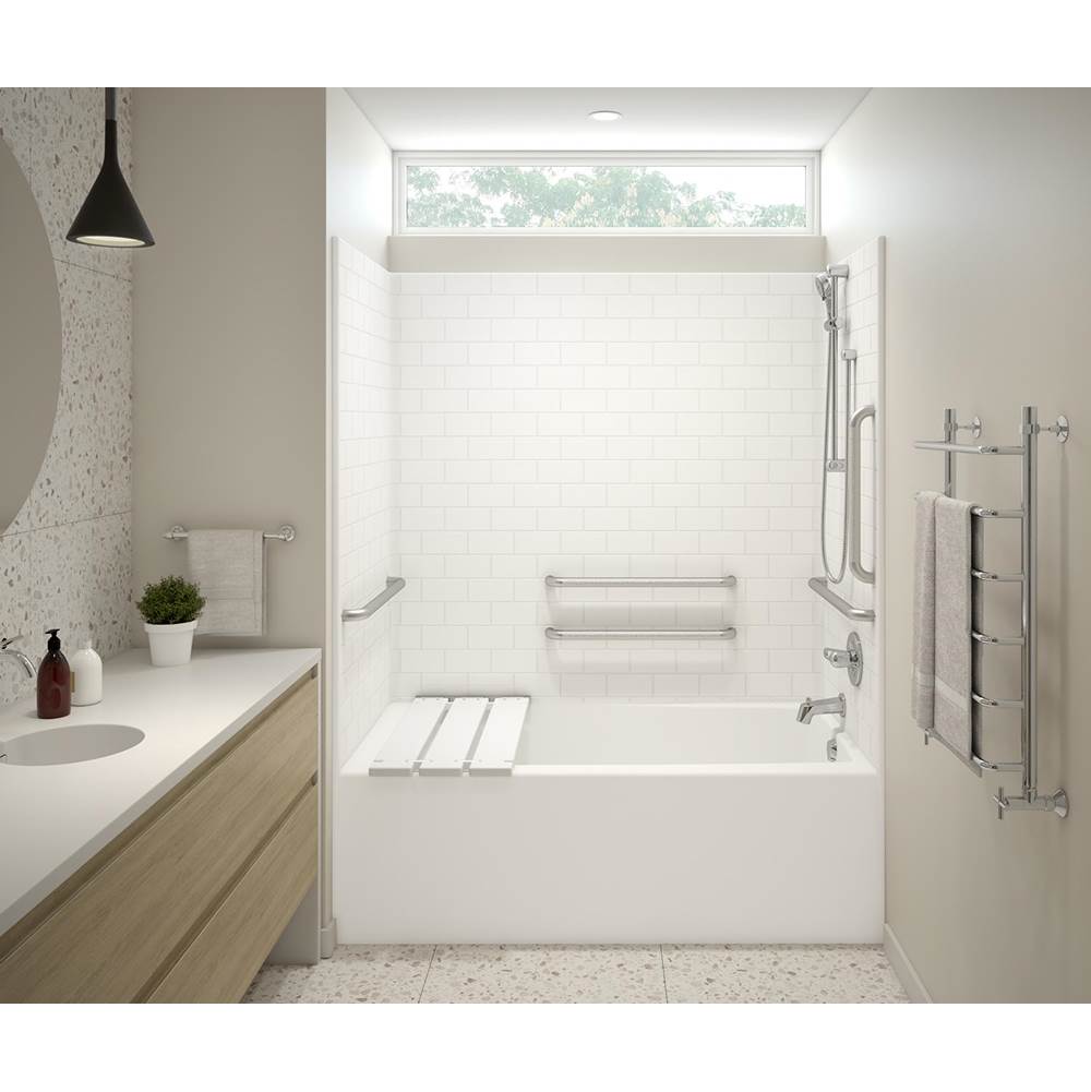 Aker F6030STT - ANSI Compliant AcrylX Alcove Left-Hand Drain One-Piece Tub Shower in Biscuit