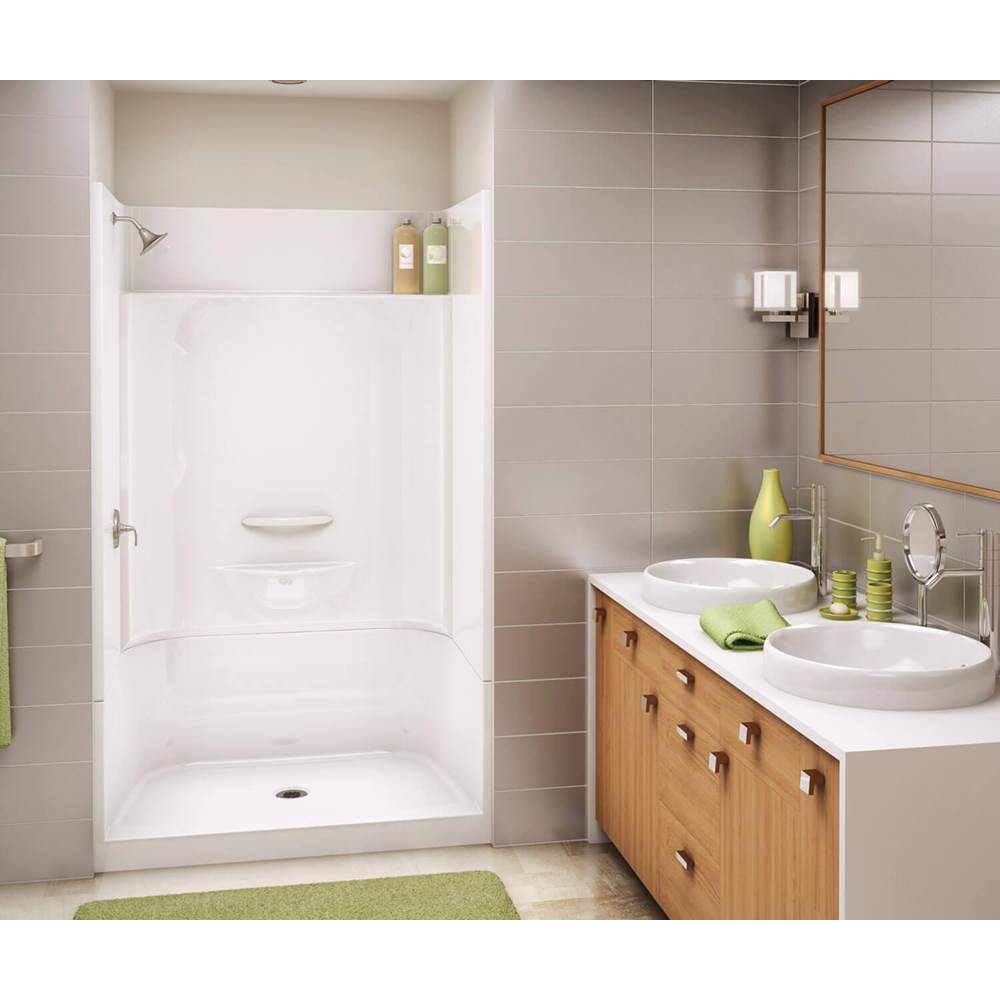 Aker KDS 3448 AFR AcrylX Alcove Center Drain Four-Piece Shower in Sterling Silver