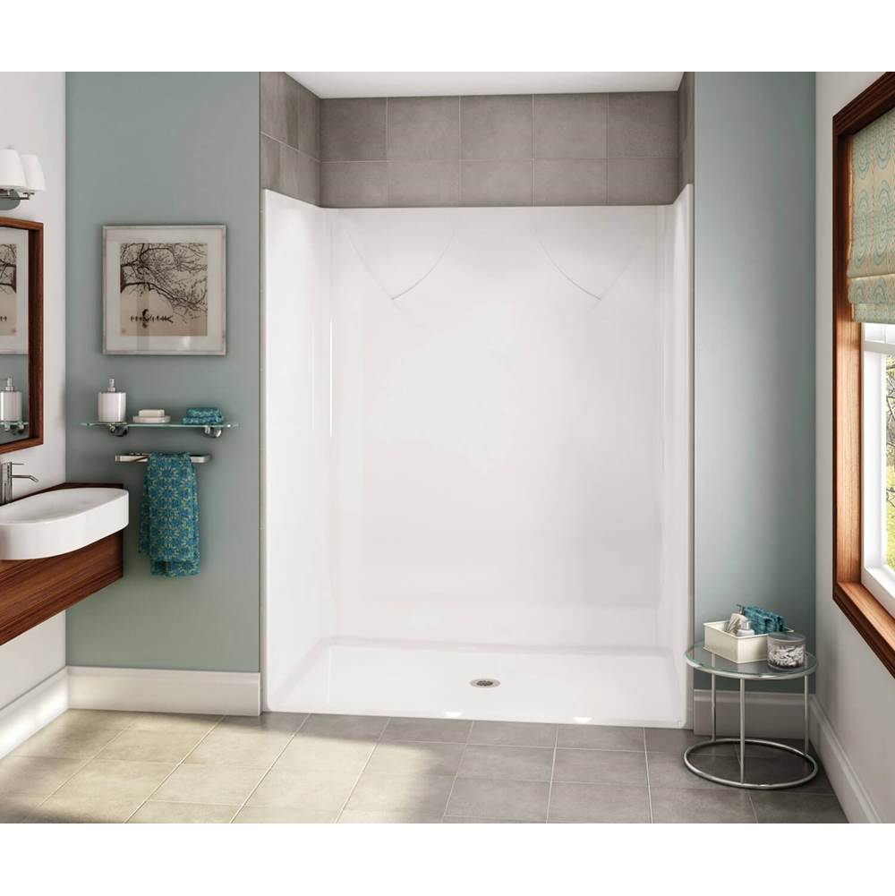 Aker OPS-6036-RS AcrylX Alcove Center Drain One-Piece Shower in Thunder Grey - Base Model