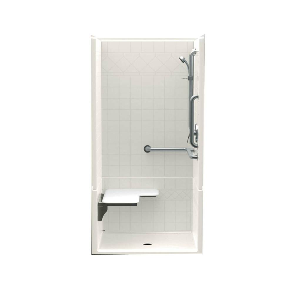 Aquatic F1364P 36 x 36 AcrylX Alcove Center Drain Four-Piece Shower in Biscuit