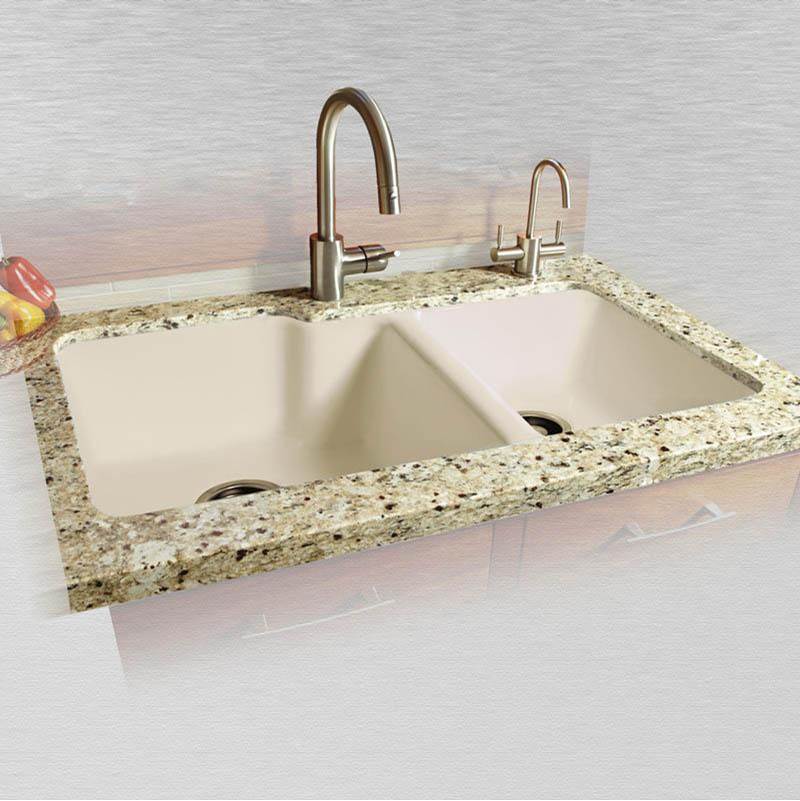 Ceco 36 x 22 x 10 High-Low Double Bowl - Easy install No Hole Undermount