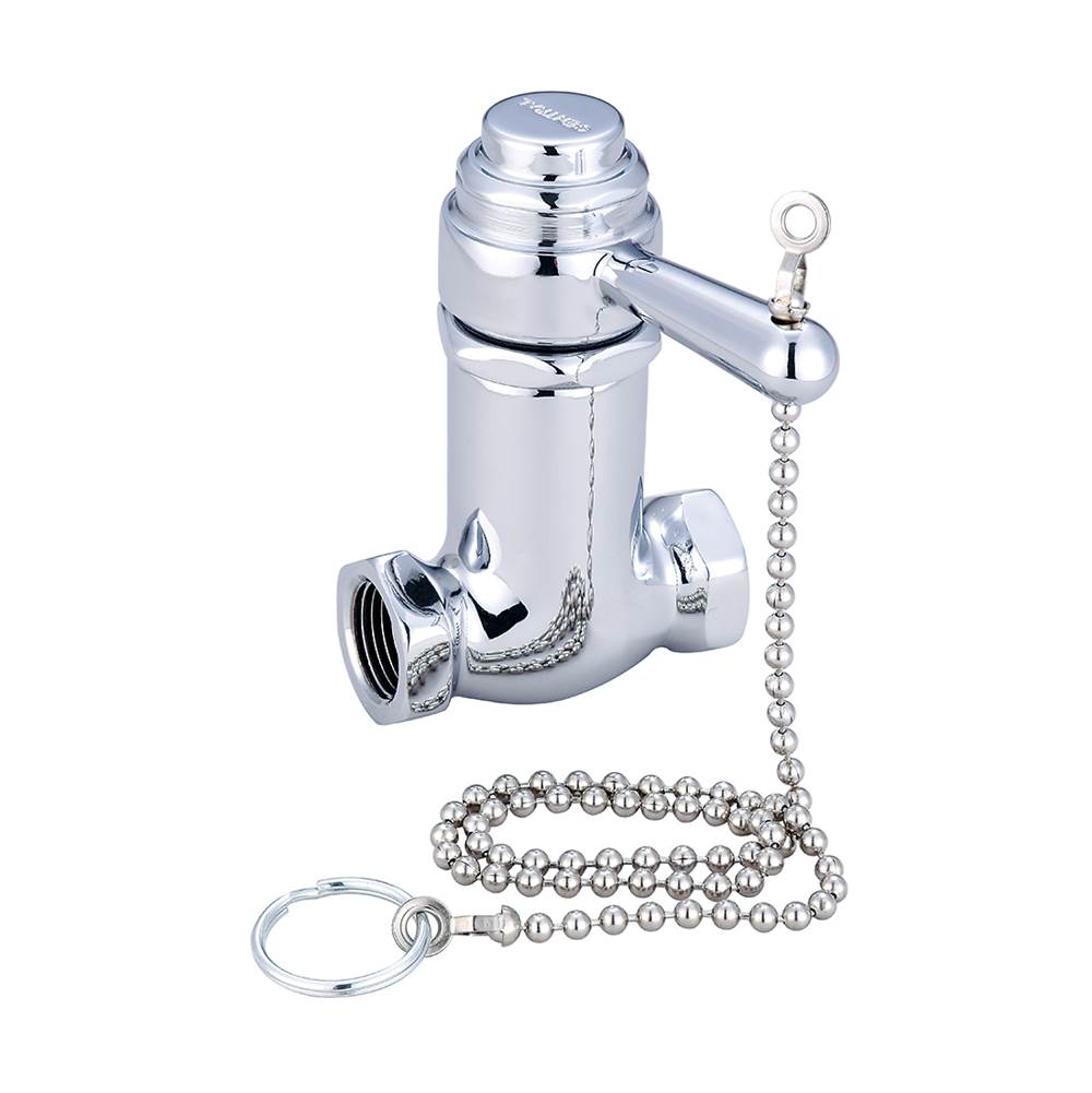 Central Brass Selfclose-Shower Stop Lvr Vandal Proof Hdl W/Pull Chain 1/2'' Inline-Pc