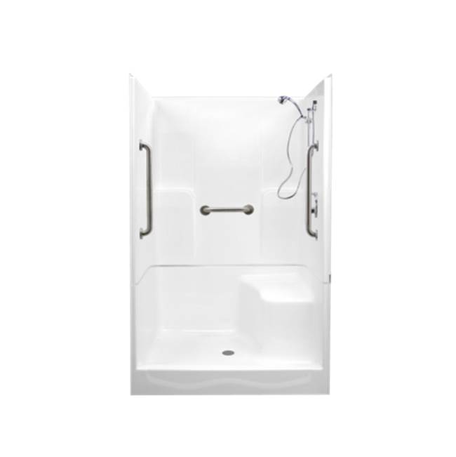 Clarion Bathware 48'' 2-Piece Shower W/ 6'' Threshold And Molded Seat - Center Drain