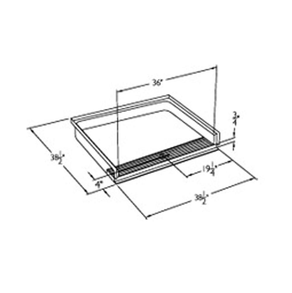 Comfort Designs 36 x 36 code compliant gelcoat transfer shower base with integral trench drain