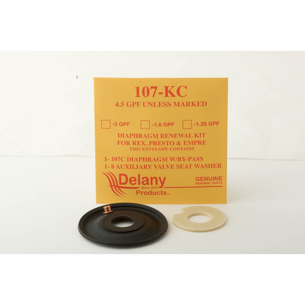 Delany Products Diaphragm Renewal Kit For Water Closets For Presto and Rex Valves (1.6 Gpf) -Wall Size Required