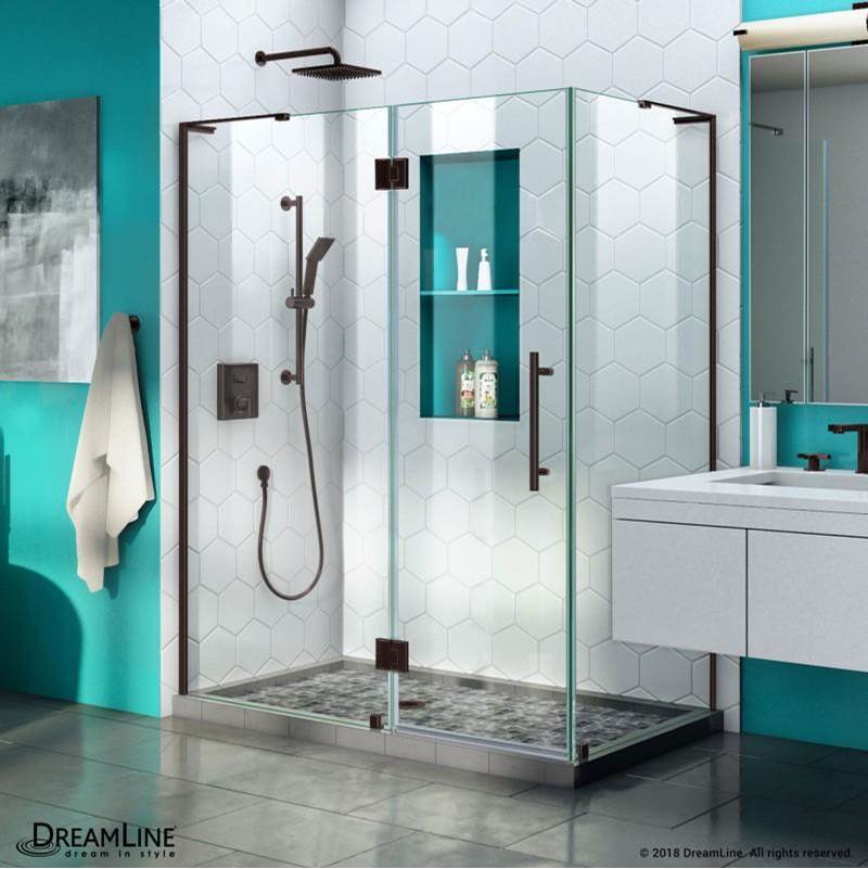 Dreamline Showers DreamLine Quatra Plus 34 in. D x 46 in. W x 72 in. H Frameless Hinged Shower Enclosure in Oil Rubbed Bronze