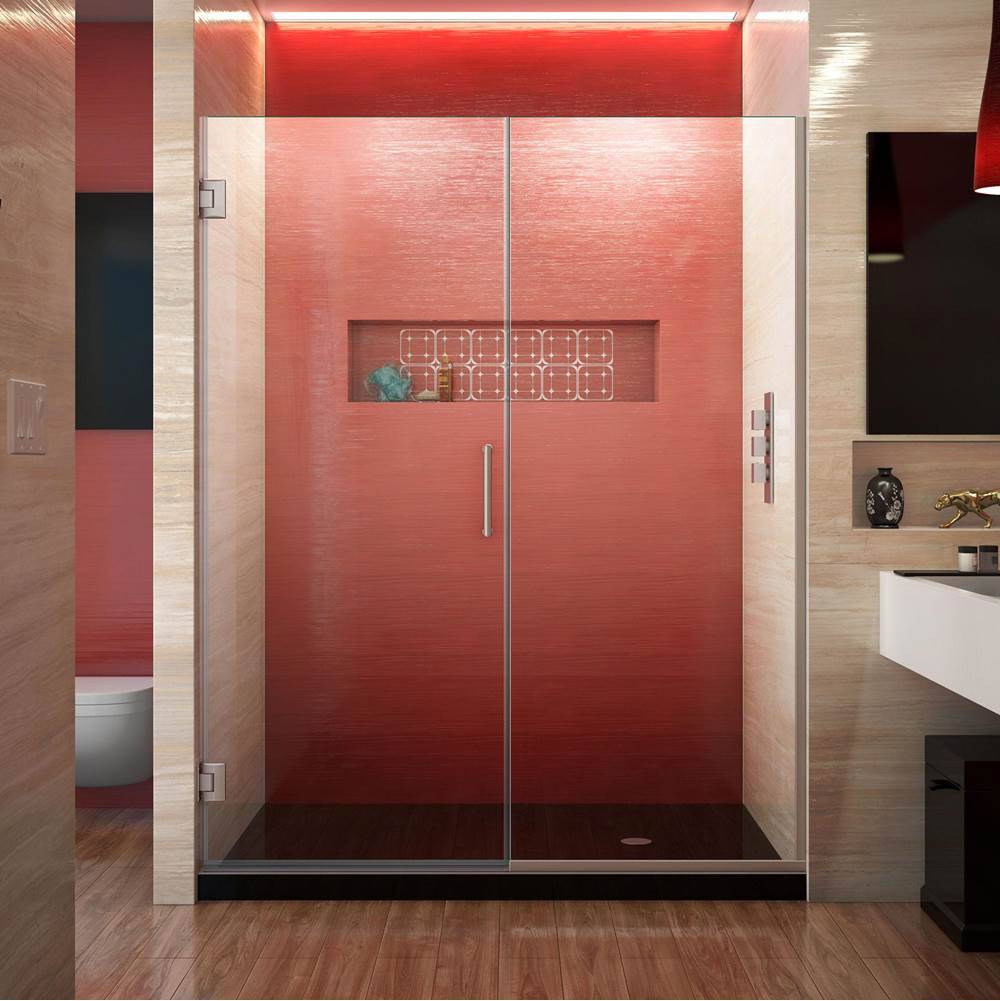 Dreamline Showers DreamLine Unidoor Plus 57 1/2 - 58 in. W x 72 in. H Frameless Hinged Shower Door, Clear Glass, Brushed Nickel