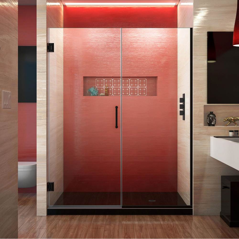 Dreamline Showers DreamLine Unidoor Plus 59-59 1/2 in. W x 72 in. H Frameless Hinged Shower Door, Clear Glass, Satin Black