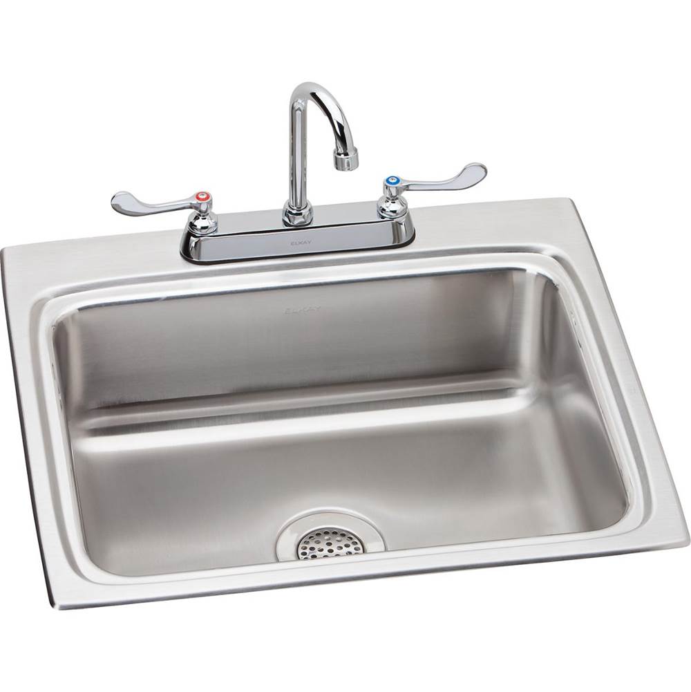 Elkay Lustertone Classic Stainless Steel 25'' x 22'' x 8-1/8'', Single Bowl Drop-in Sink Plus Faucet Kit