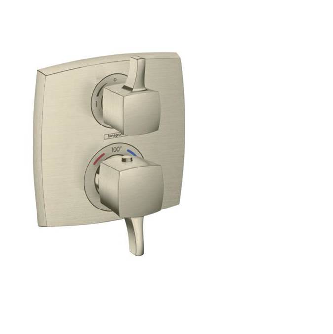 Hansgrohe Ecostat Classic Thermostatic Trim with Volume Control, Square in Brushed Nickel
