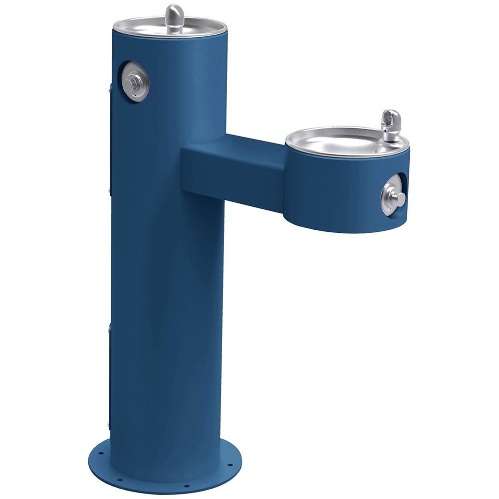 Halsey Taylor Endura II Tubular Outdoor Fountain, Bi-Level Pedestal Non-Filtered Non-Refrigerated Freeze Resistant, Blue