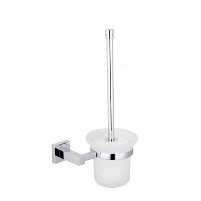 Kartners LONDON - Wall Mounted Toilet Brush Set with Frosted Glass-Brushed Gold