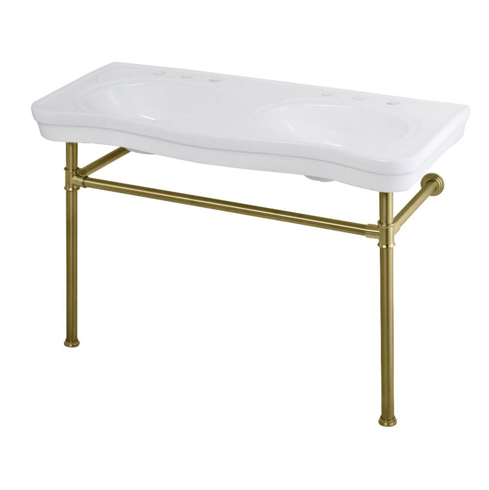 Kingston Brass Imperial 47'' Double Bowl Console Sink with Stainless Steel Legs, Brushed Brass