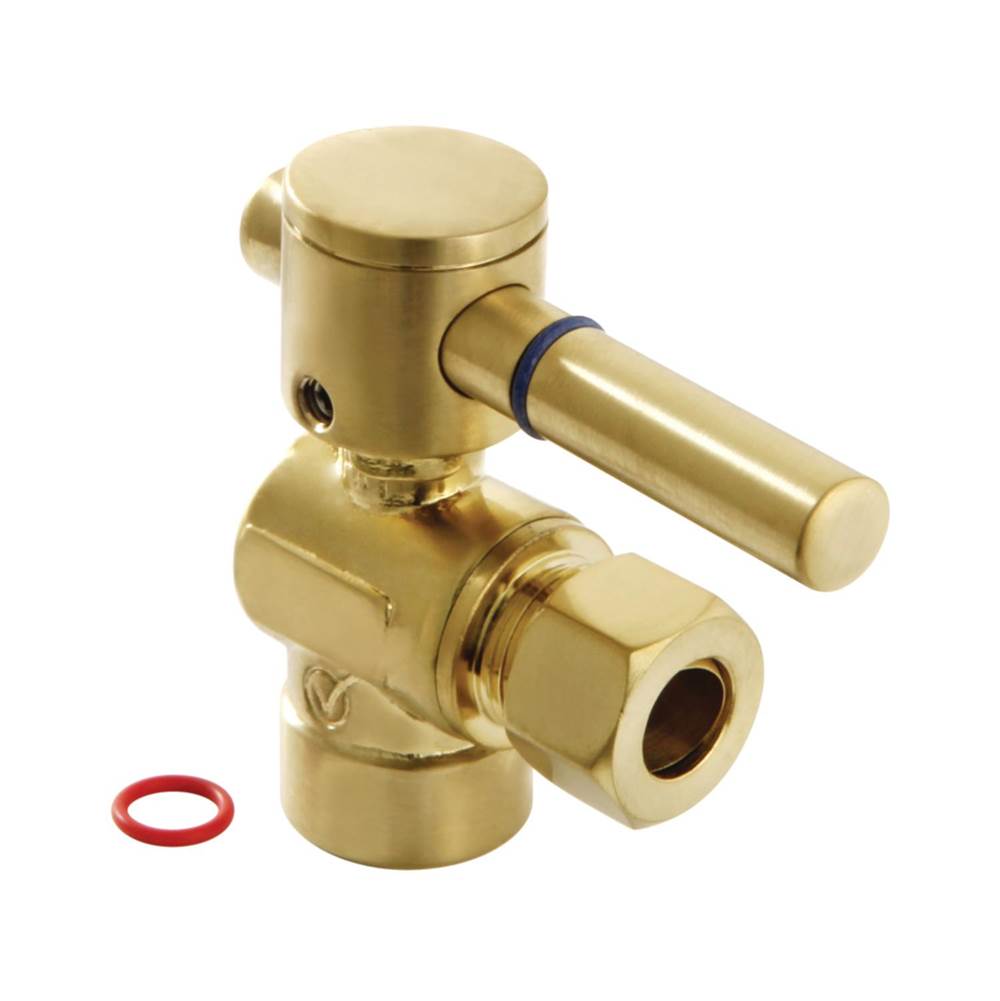 Kingston Brass Fauceture 1/2'' Sweat x 3/8'' OD Comp Angle Stop Valve, Brushed Brass