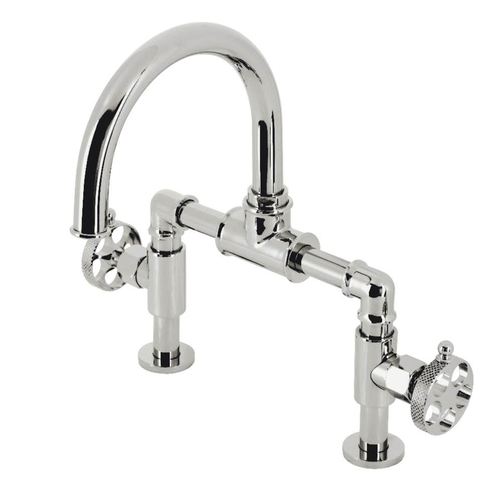 Kingston Brass Webb Bridge Bathroom Faucet with Push Pop-Up, Polished Nickel