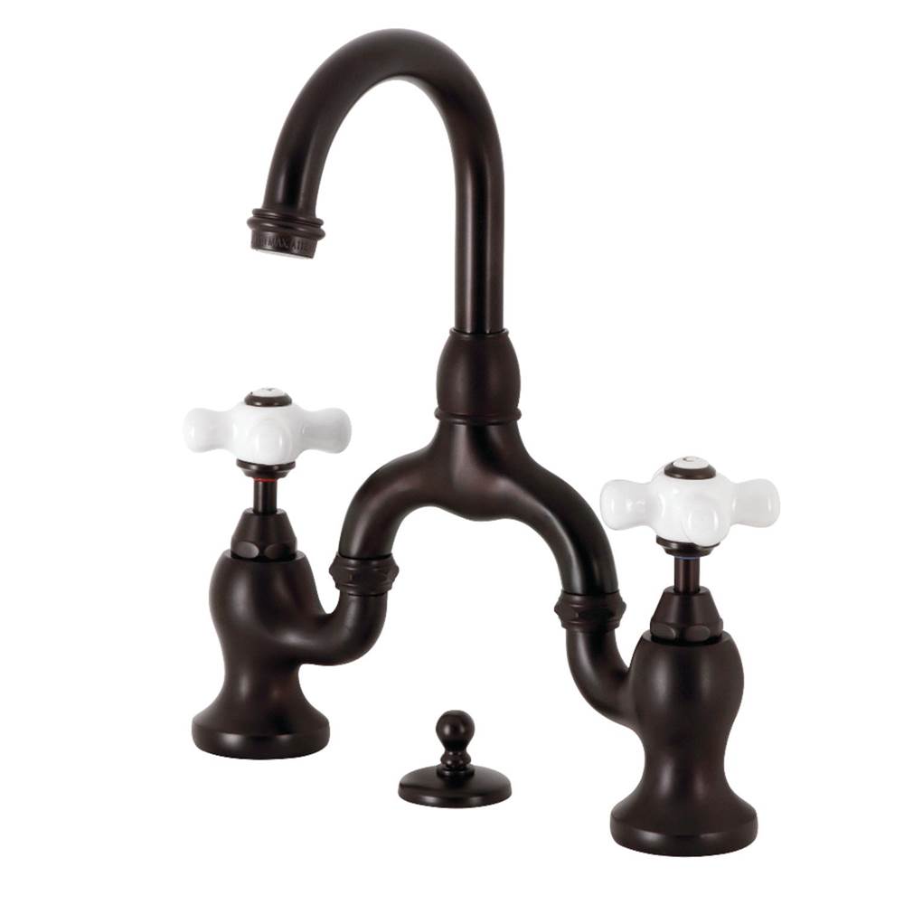 Kingston Brass Kingston Brass KS7995PX English Country Bridge Bathroom Faucet with Brass Pop-Up, Oil Rubbed Bronze