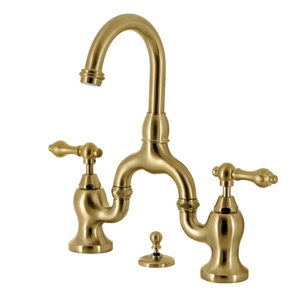 Kingston Brass Kingston Brass KS7997AL English Country Bridge Bathroom Faucet with Brass Pop-Up, Brushed Brass