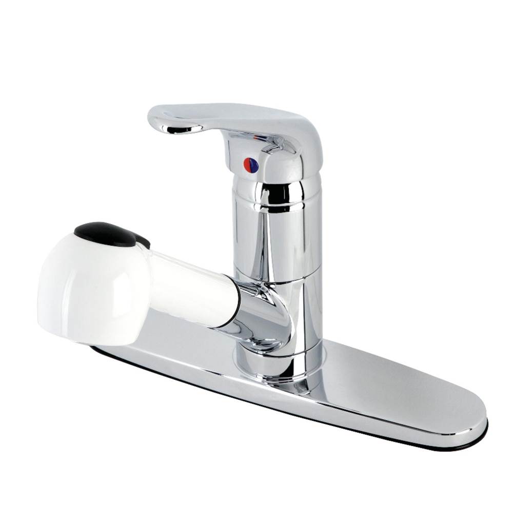 Kingston Brass Pull-Out Kitchen Faucet, Polished Chrome/White