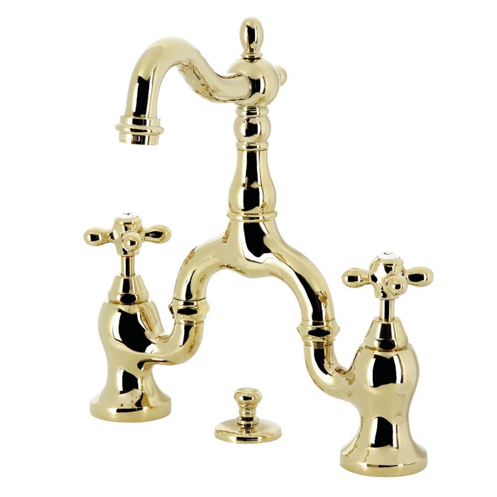 Kingston Brass Kingston Brass KS7972AX English Country Bridge Bathroom Faucet with Brass Pop-Up, Polished Brass