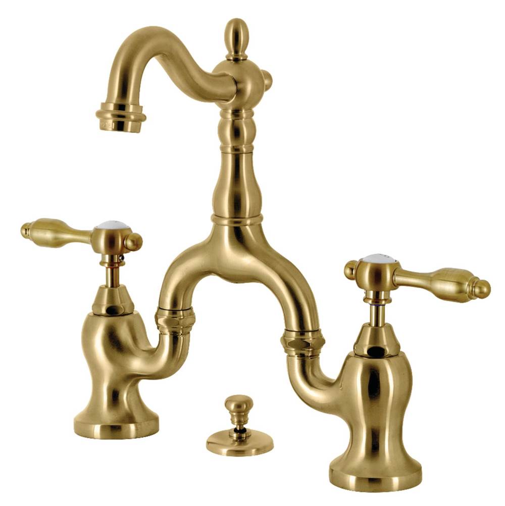 Kingston Brass Kingston Brass KS7977TAL Tudor Bridge Bathroom Faucet with Brass Pop-Up, Brushed Brass