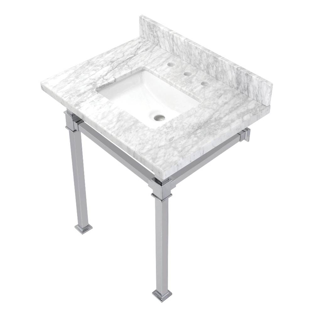 Kingston Brass Monarch 30-Inch Carrara Marble Console Sink, Marble White/Polished Chrome