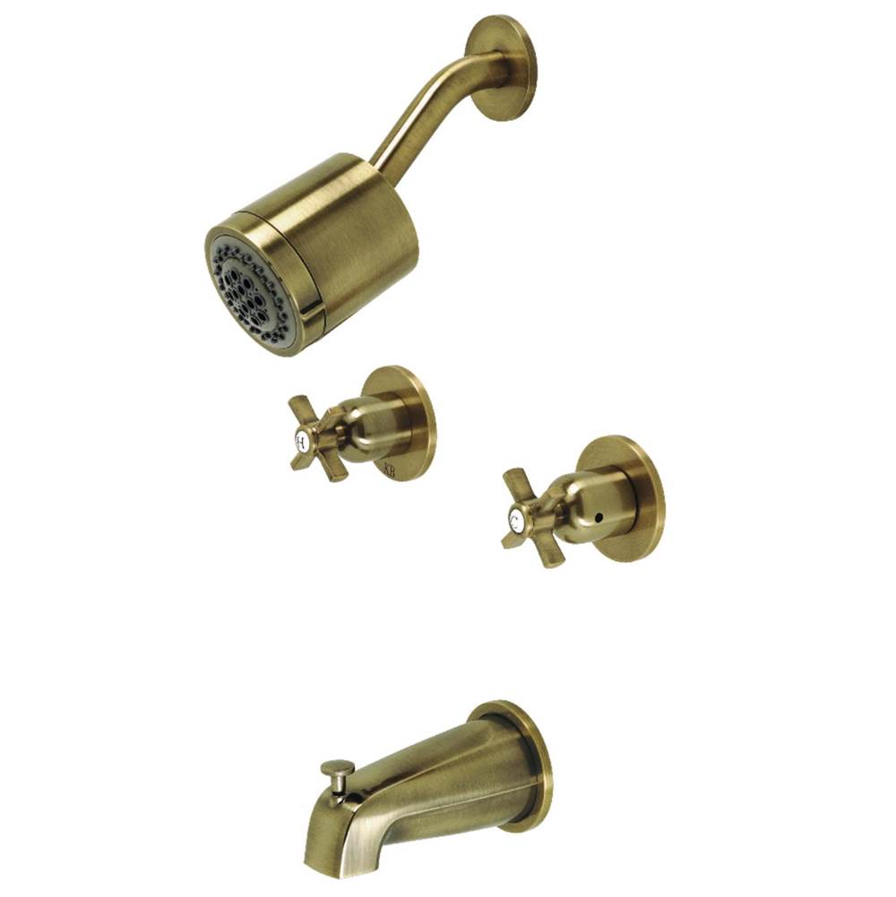 Kingston Brass Millennium Two-Handle Tub and Shower Faucet, Antique Brass