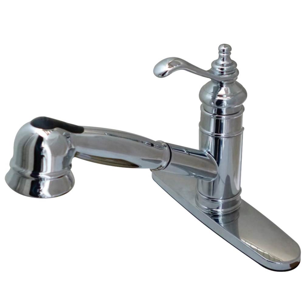 Kingston Brass Gourmetier Templeton Single-Handle Pull-Out Kitchen Faucet, Polished Chrome