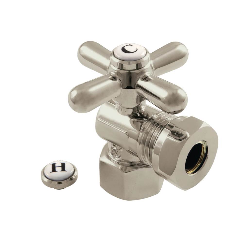 Kingston Brass 1/2'' FIP X 1/2'' or 7/16'' Slip Joint Angle Stop Valve, Brushed Nickel