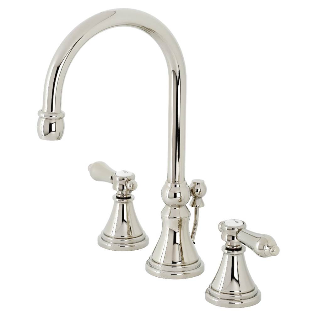 Kingston Brass Heirloom Widespread Bathroom Faucet with Brass Pop-Up, Polished Nickel