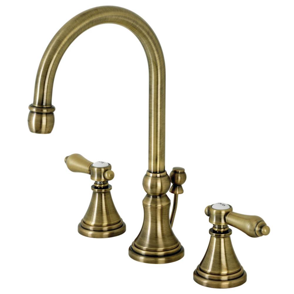 Kingston Brass Heirloom Widespread Bathroom Faucet with Brass Pop-Up, Antique Brass
