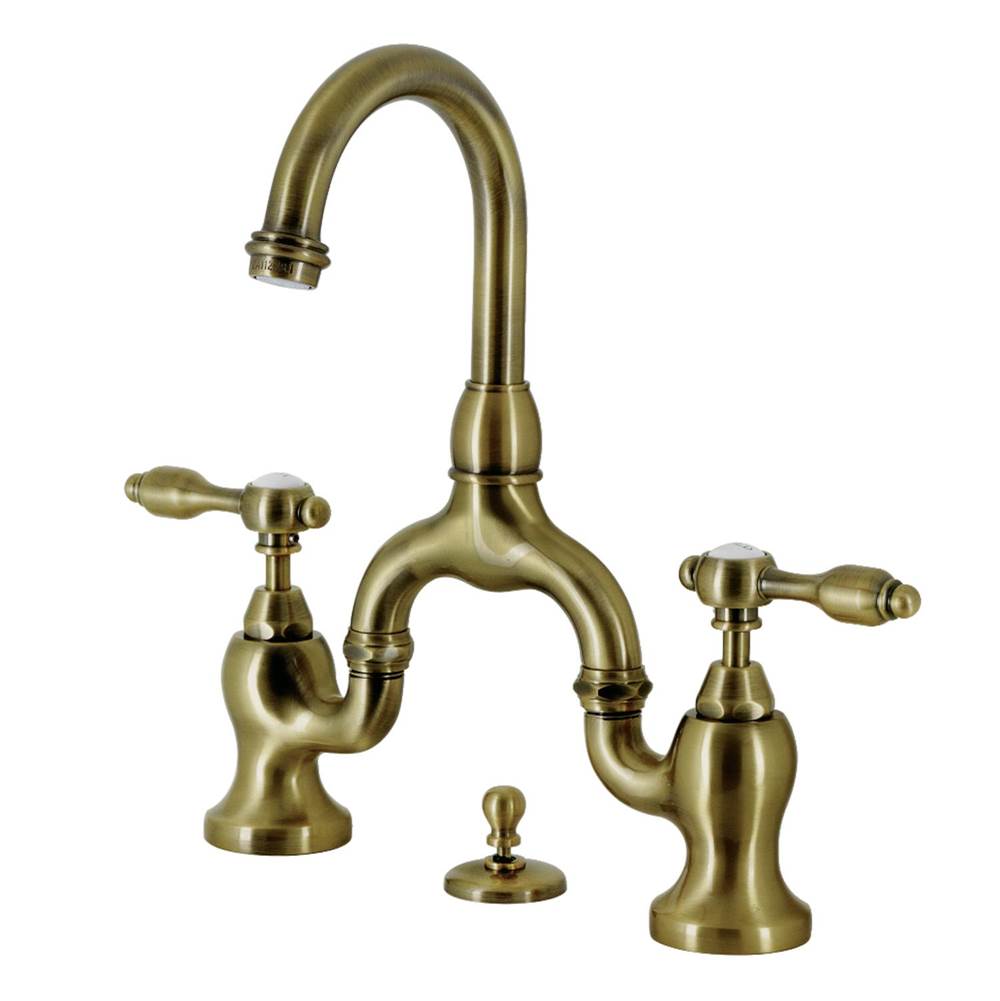 Kingston Brass Kingston Brass KS7993TAL Tudor Bridge Bathroom Faucet with Brass Pop-Up, Antique Brass