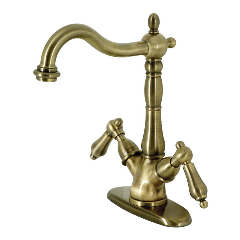 Kingston Brass Heritage 2-Handle Vessel Sink Faucet, Antique Brass