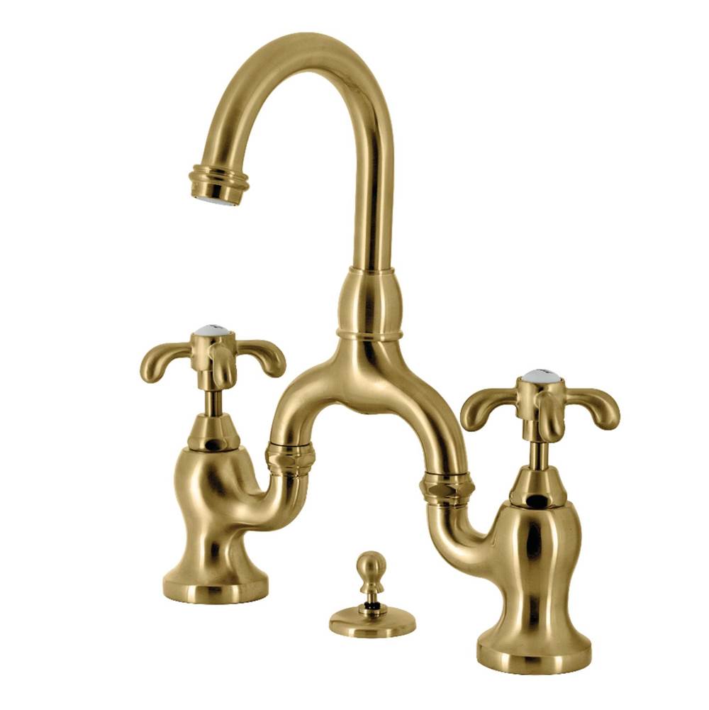 Kingston Brass Kingston Brass KS7997TX French Country Bridge Bathroom Faucet with Brass Pop-Up, Brushed Brass