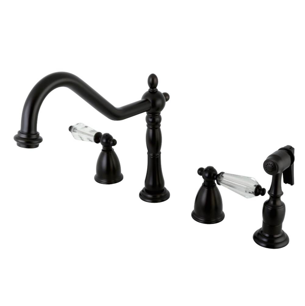 Kingston Brass Wilshire Widespread Kitchen Faucet with Brass Sprayer, Oil Rubbed Bronze