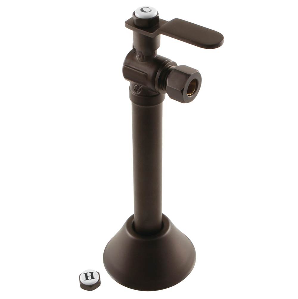 Kingston Brass Whitaker 1/2'' Sweat x 3/8'' O.D. Comp Angle Stop Valve with 5'' Extension, Oil Rubbed Bronze