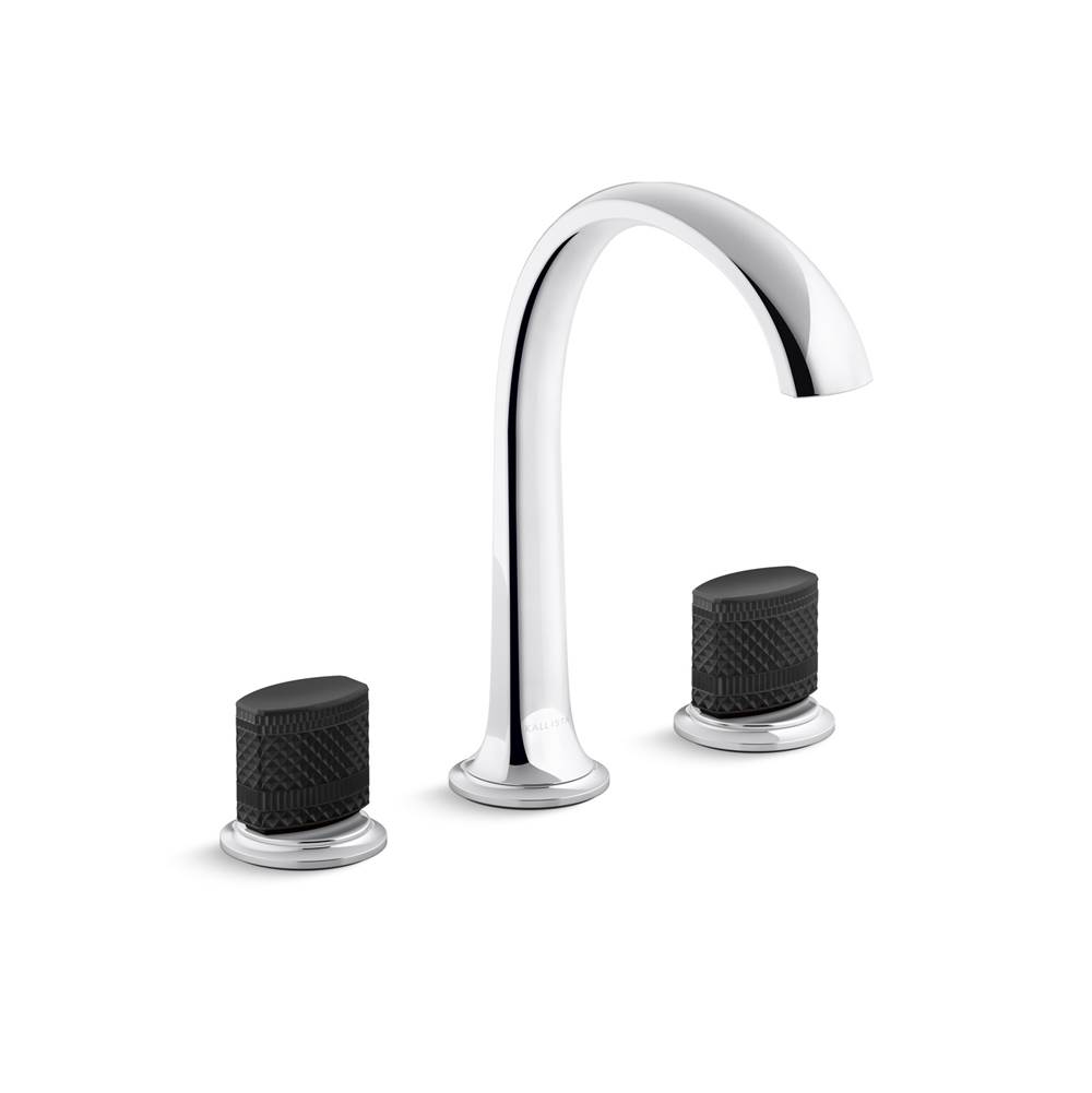 Kallista Script® Sink Faucet, Arch Spout, Black Porcelain Knob Handles