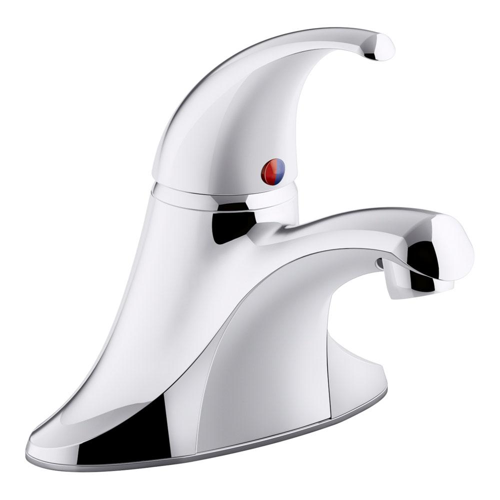 Kohler Coralais® Single-handle centerset bathroom sink faucet with 0.5 gpm vandal-resistant aerator and red/blue indicator, less drain