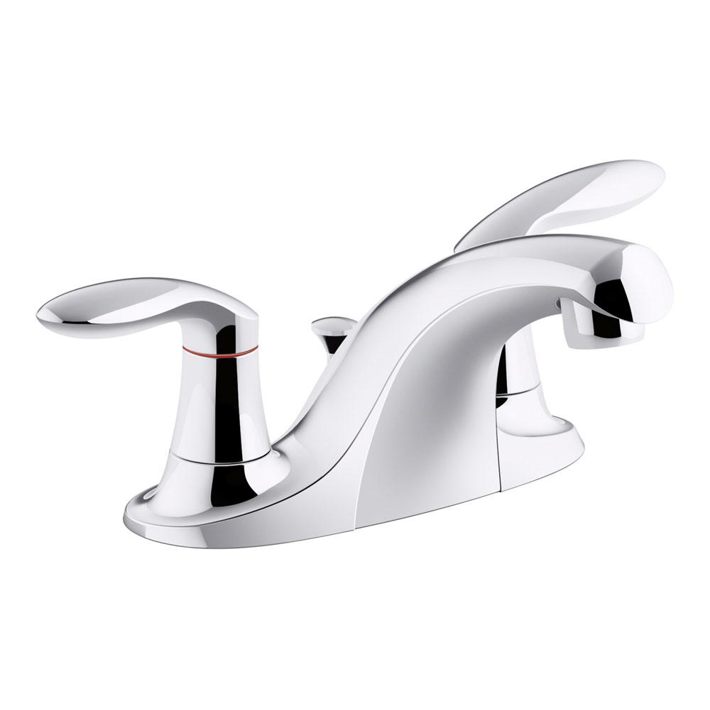 Kohler Coralais® two-handle centerset bathroom sink faucet with metal pop-up drain and lift rod