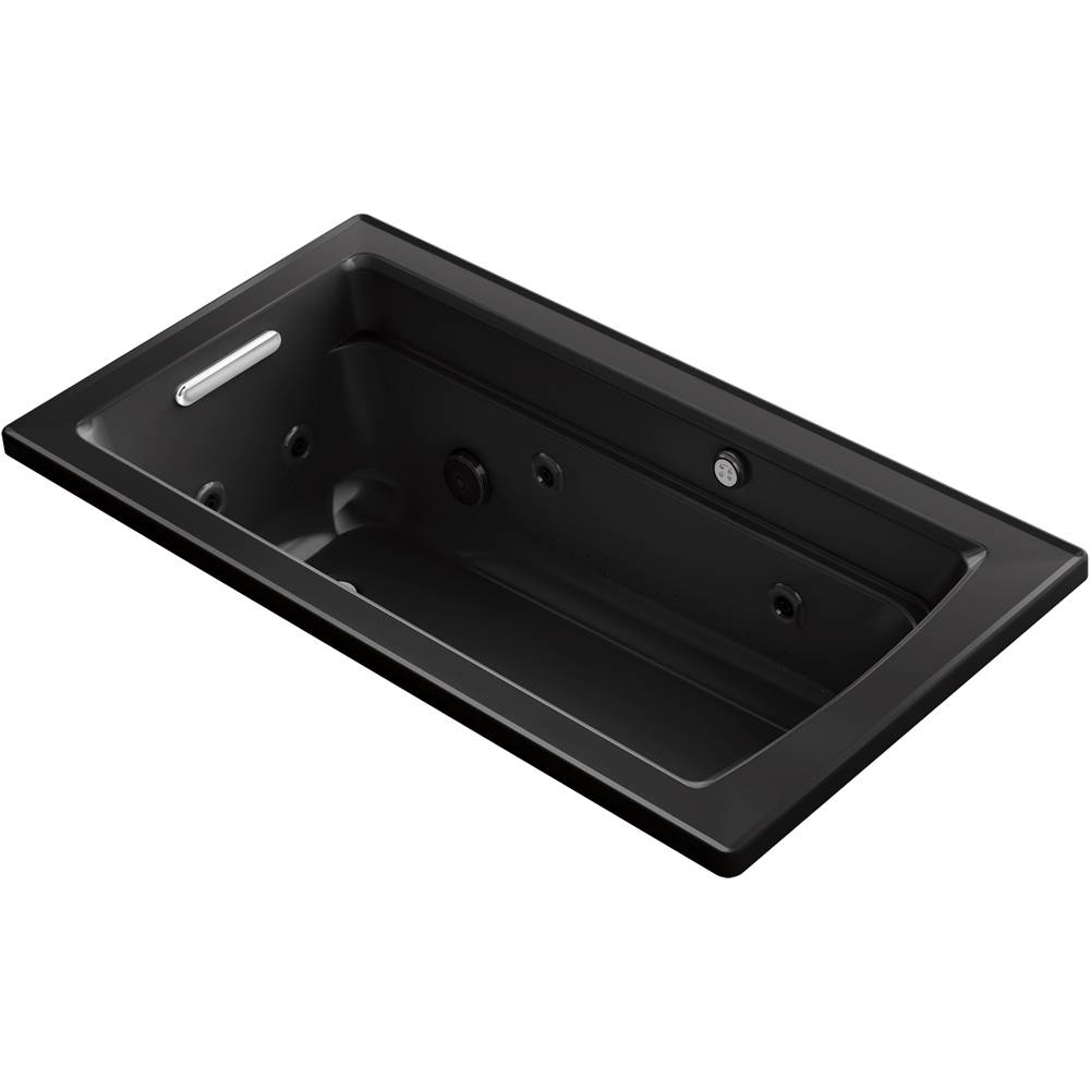 Kohler Archer® 60'' x 32'' drop-in Heated BubbleMassage™ air bath and whirlpool