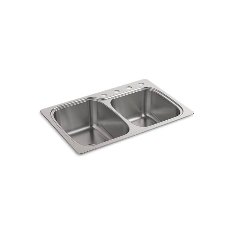 Kohler Verse™ 33'' x 22'' x 9-1/4'' Top-mount/undermount double-bowl large/medium kitchen sink with 4 faucet holes
