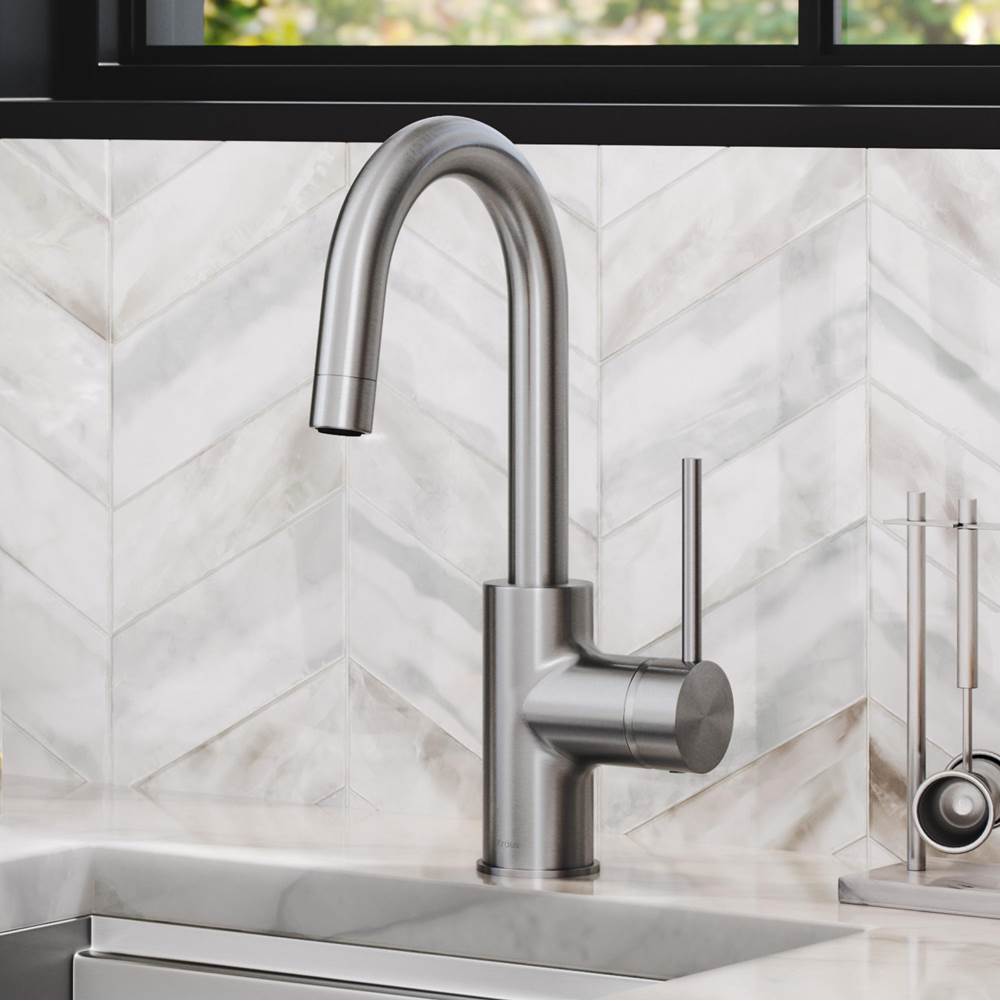 Kraus KRAUS Spot Free Oletto™ Single Handle Kitchen Bar Faucet in all-Brite™ Stainless Steel Finish