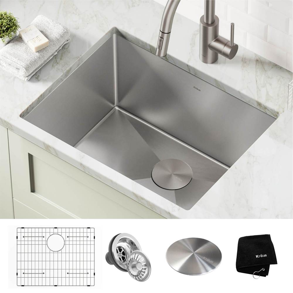 Kraus Standart PRO 24'' Undermount 16 Gauge Stainless Steel Single Bowl Laundry Utility Sink