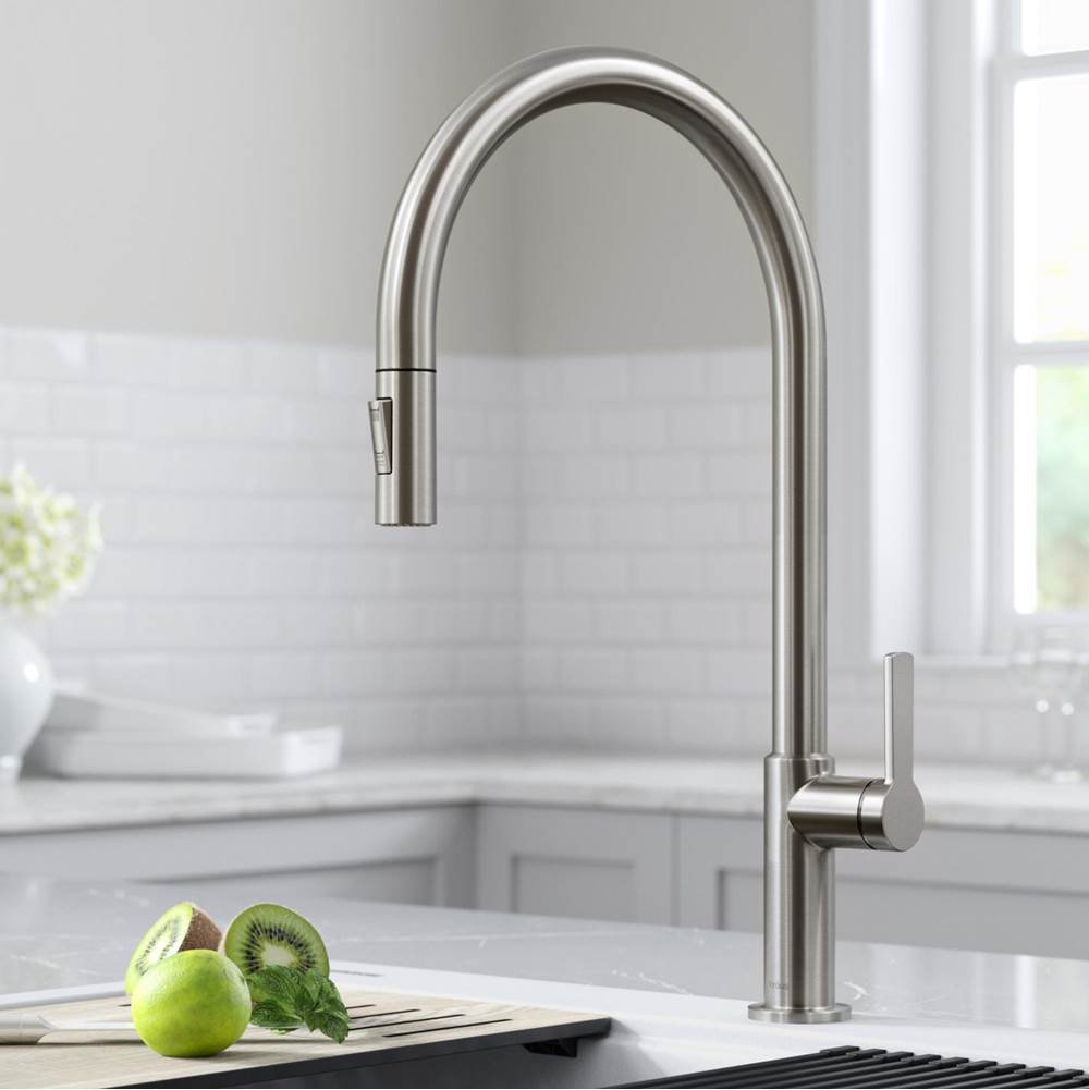 Kraus Oletto High-Arc Single Handle Pull-Down Kitchen Faucet in Spot Free Stainless Steel