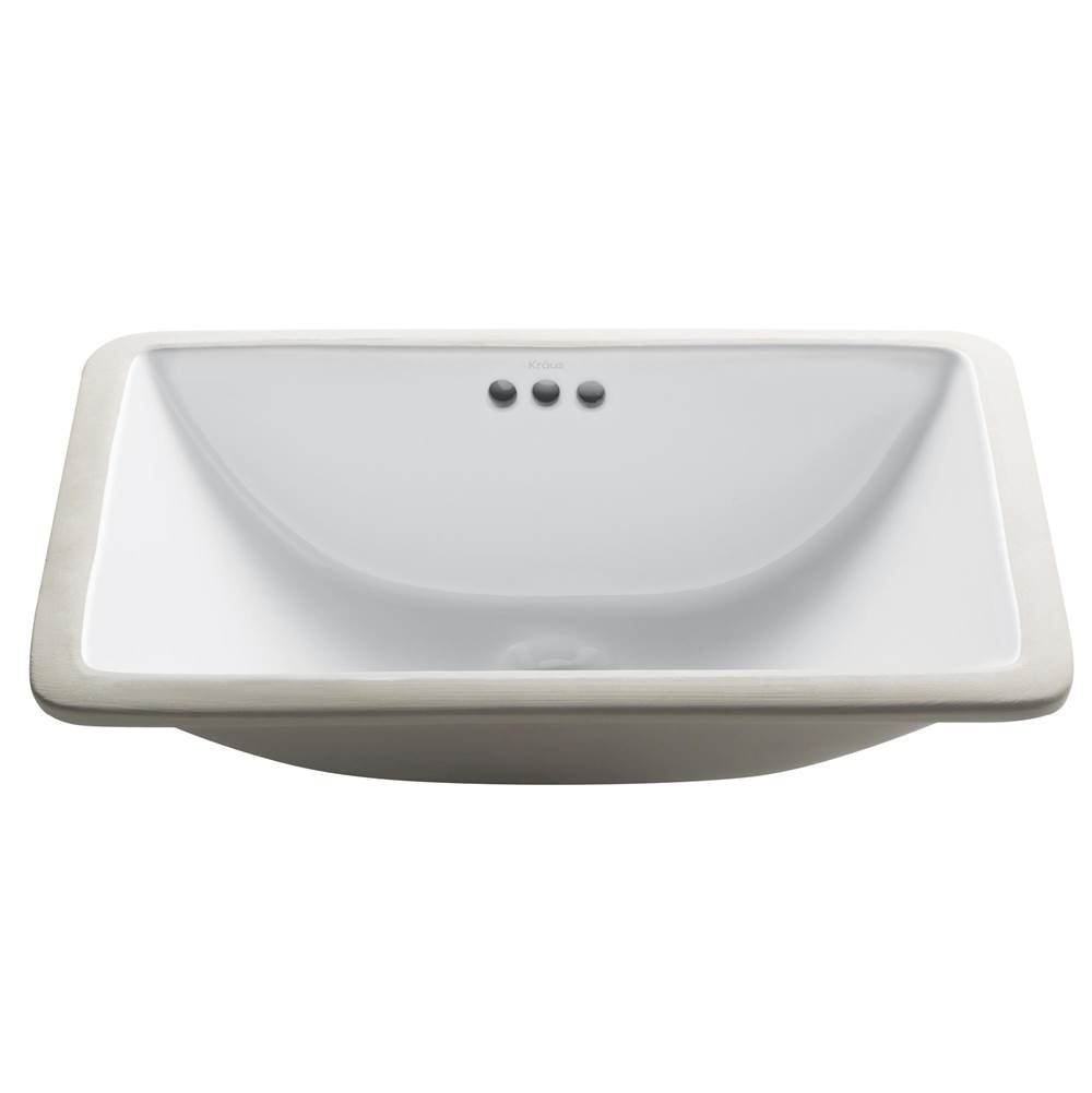 Kraus Elavo 21-inch Rectangular Undermount White Porcelain Ceramic Bathroom Sink with Overflow