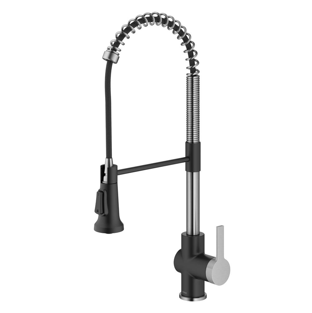 Kraus Britt Commercial Style Pull Down Single Handle Kitchen Faucet In Spot Free Stainless Steel, Matte Black