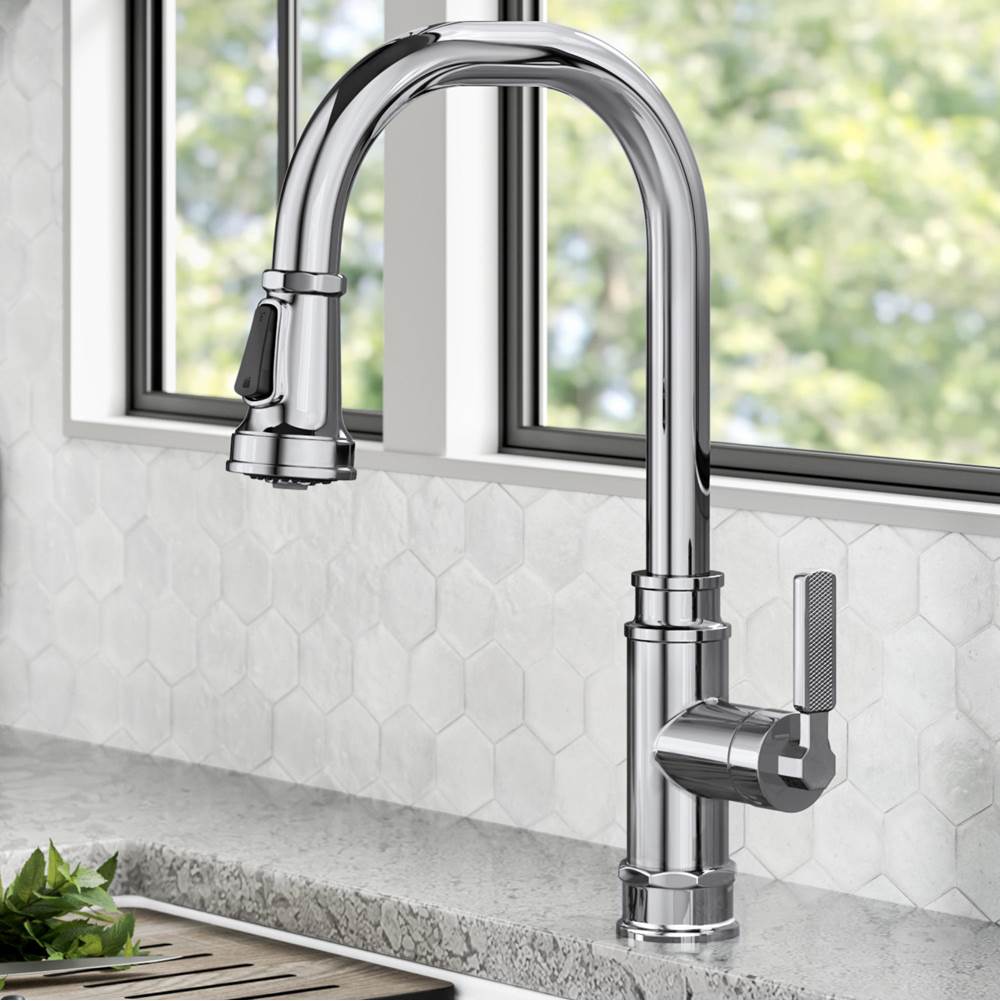 Kraus Allyn Transitional Industrial Pull Down Single Handle Kitchen Faucet In Chrome