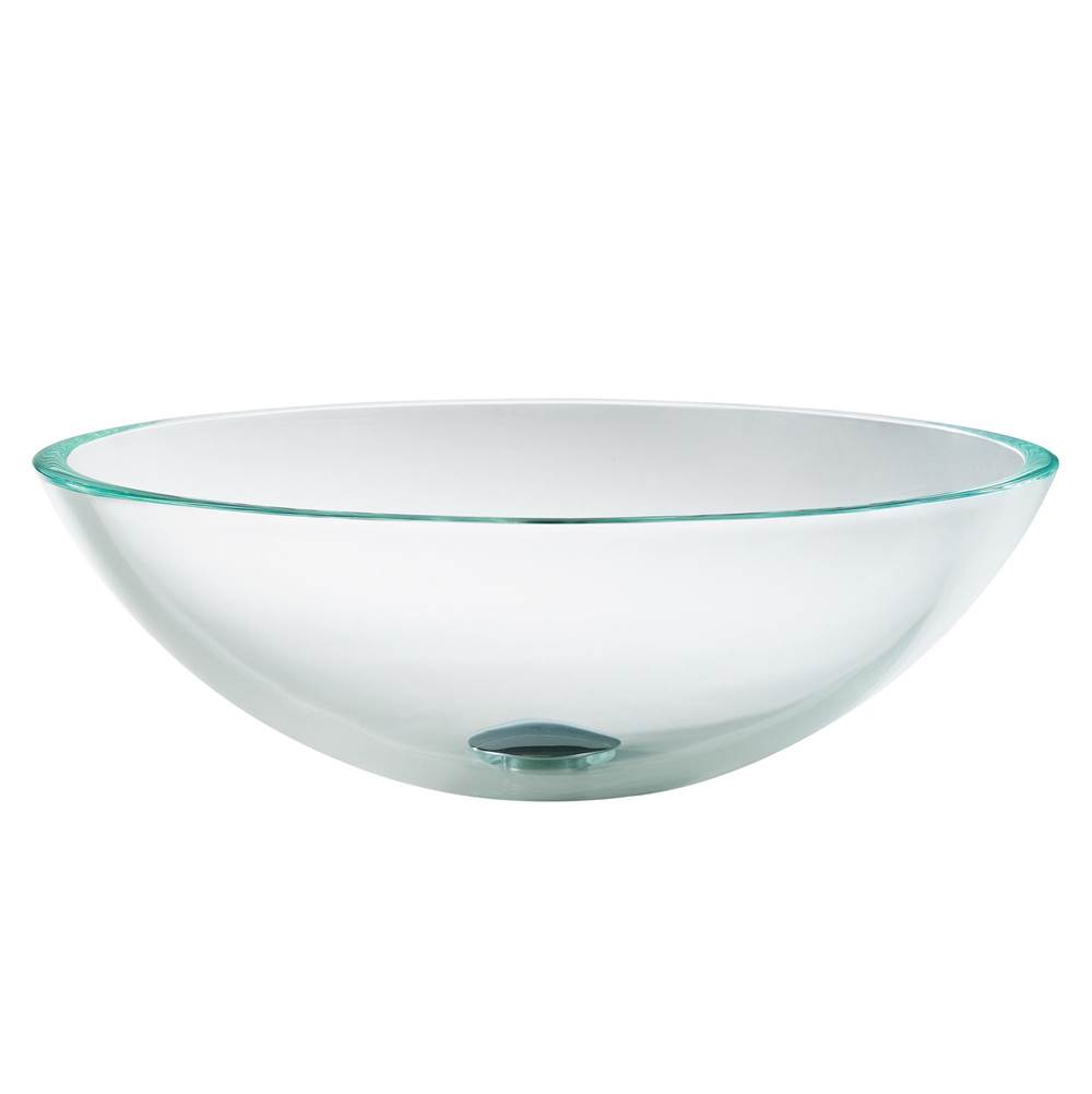 Kraus KRAUS Round Crystal Clear Glass Vessel Bathroom Sink, 16 1/2 inch