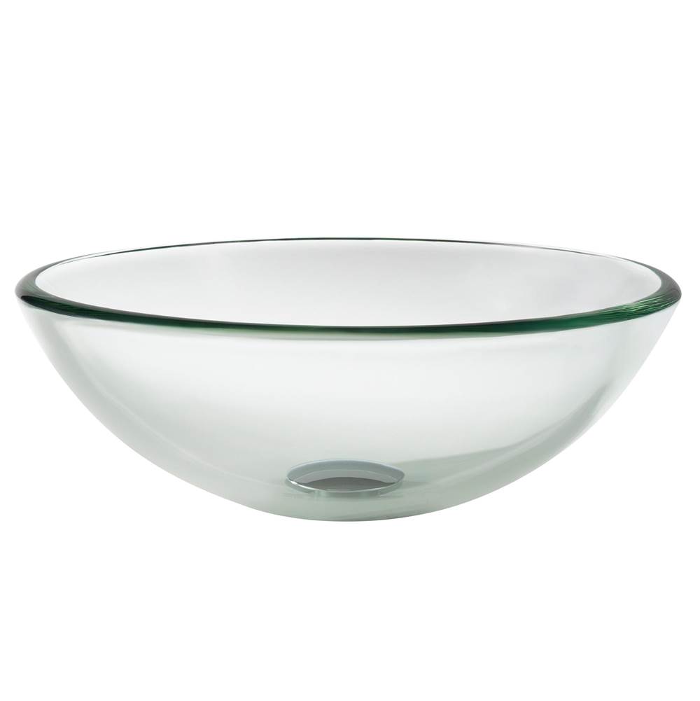 Kraus Round Clear Glass Vessel Bathroom Sink, 14 inch