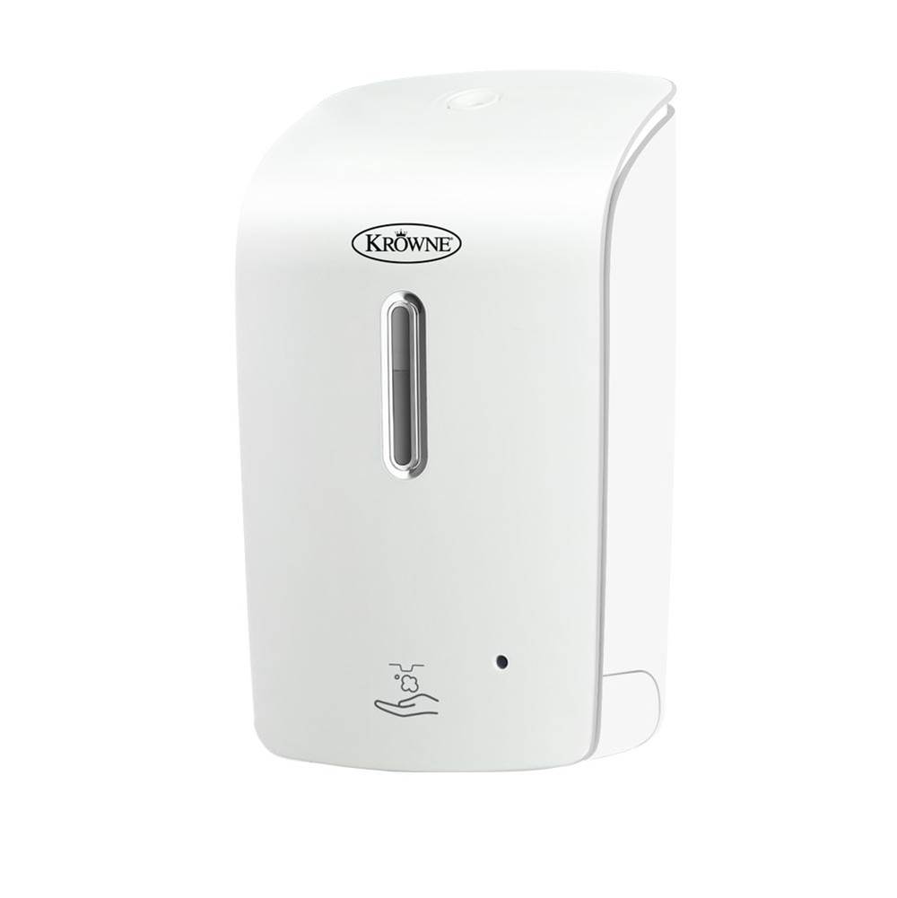 Krowne Wall Mount Automatic Liquid Soap/Sanitizer Dispenser - White (Includes Krowne Logo)